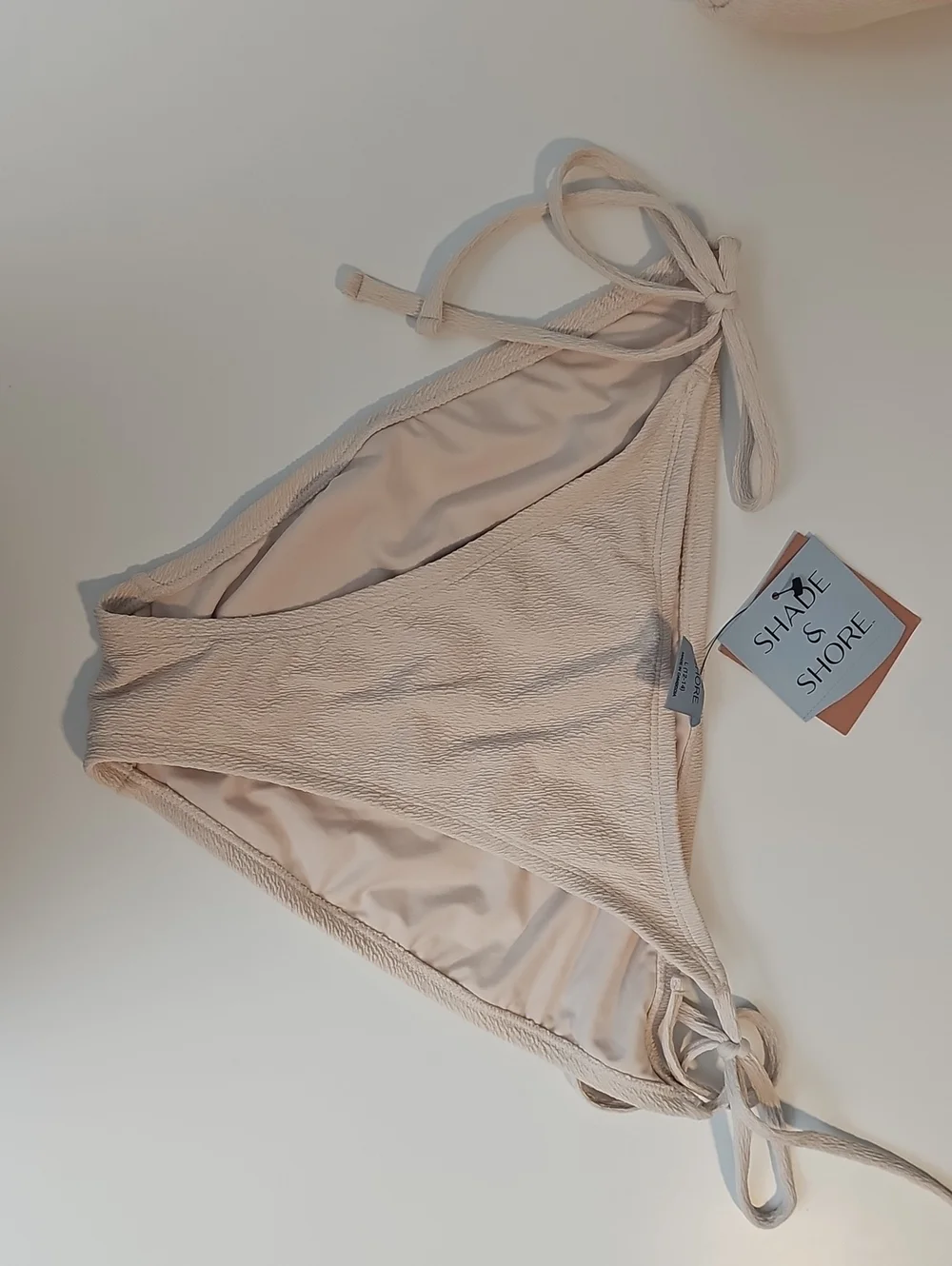 Shade & Shore Women's L Cream / Off-White Crepe Beaded Triangle Bikini Set